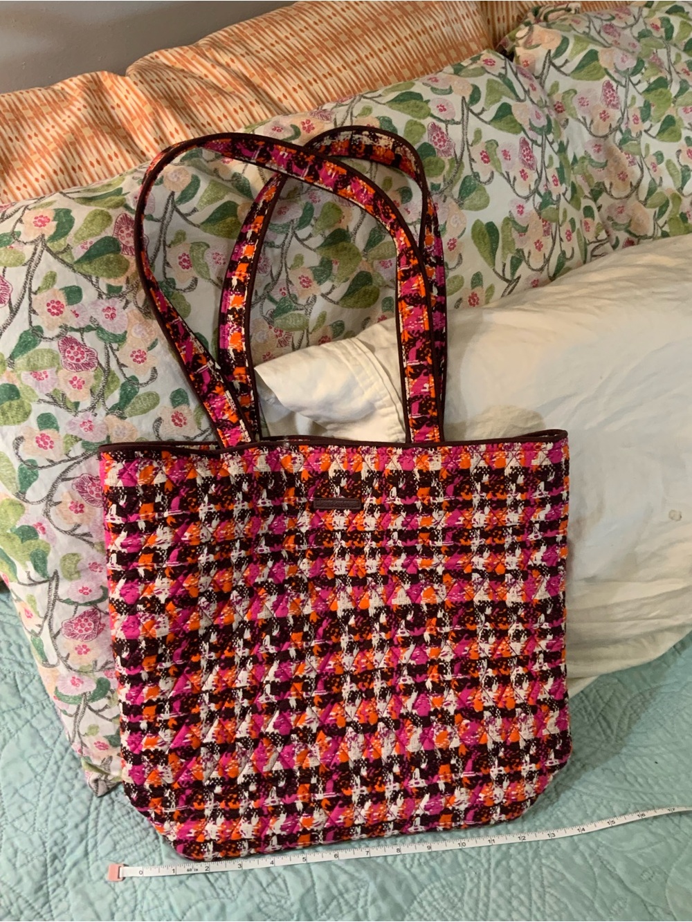 Vera Bradley Pink & Orange Tweed Patterned Tote